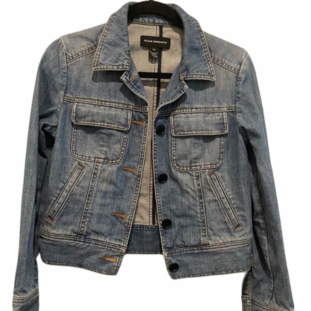 Club Monaco light wash denim jacket. Medium